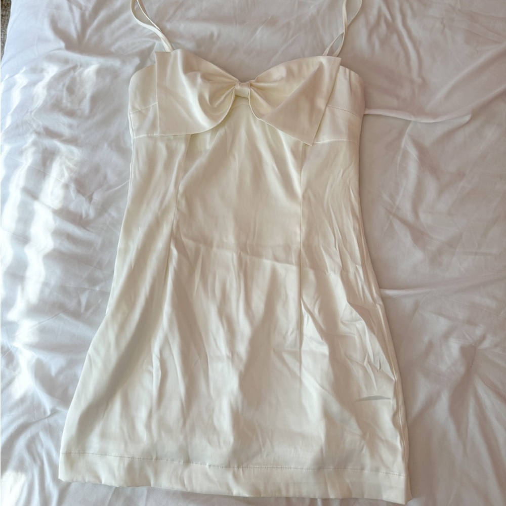 Altar’d State White Bow Front Mini Dress Size Medium